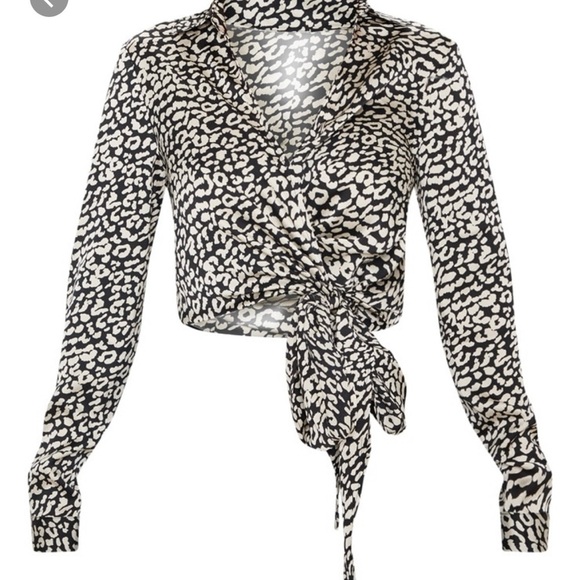 Black Leopard Wrap Front Tie Side Size 10 - Picture 4 of 10